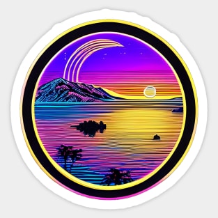 Sun and moon astral retro colorfull sticker Sticker